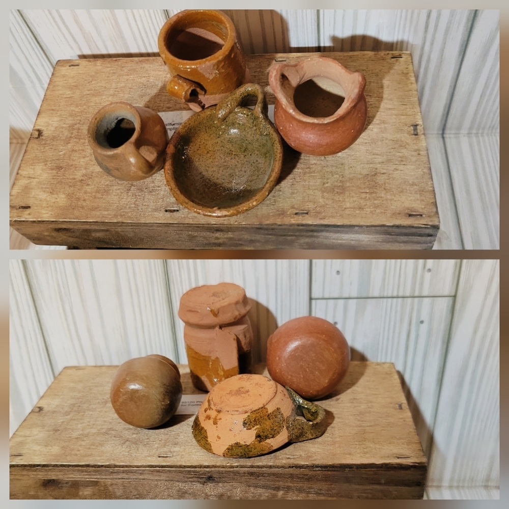 Vintage 4 Miniature Handmade Primitive Mexican Earthenware